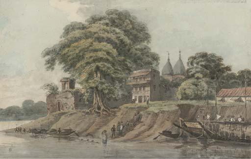 Major William Neville Parker - View of the gateway to the caravanserai at Rajmahal, Bengal; View of the ghats at Murshidabad, Bengal; View of the minar at Gour, Bengal