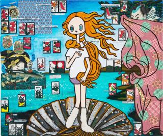 Maki Hosokawa - acrylic and collage on canvas