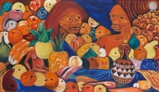 Malangatana Valente Ngwenya - Two figures and fruit