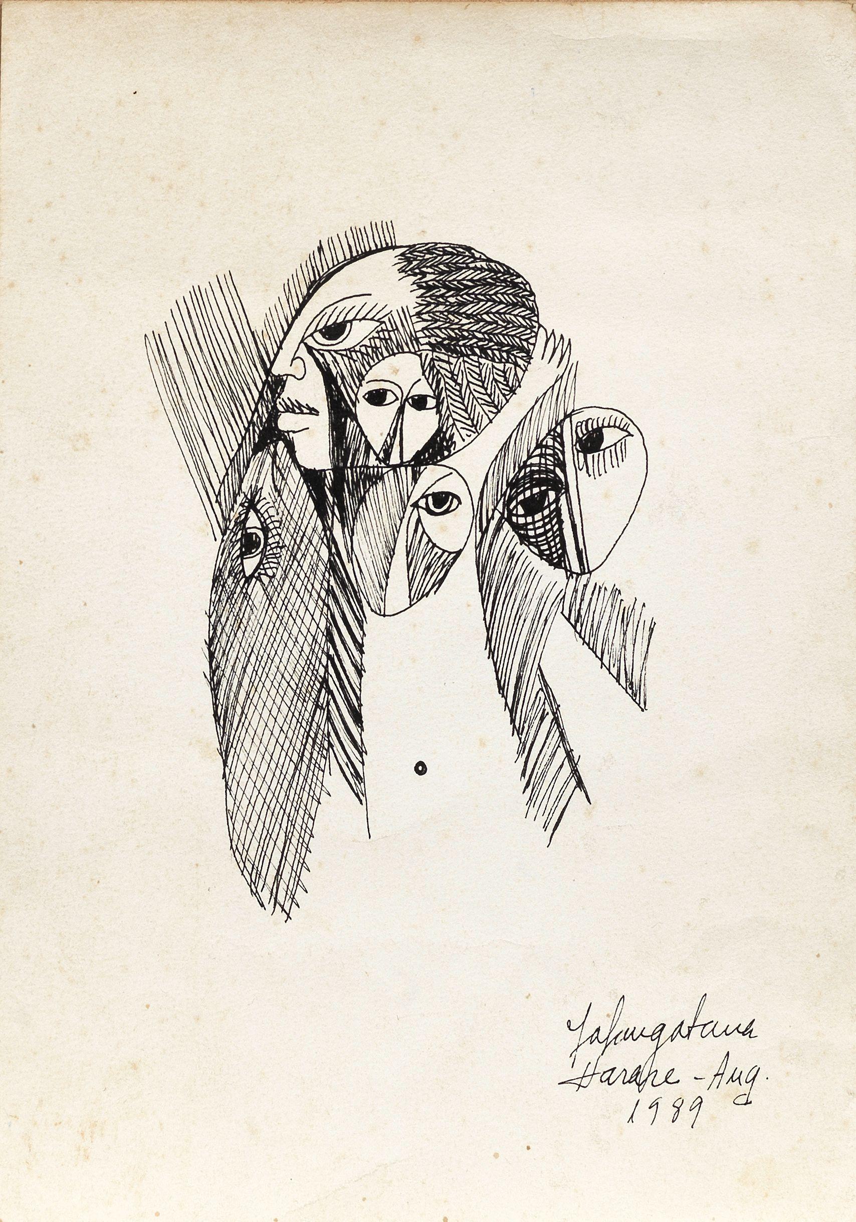 Malangatana Valente Ngwenya - Two studies and an illustrated letter (i-iii):