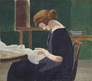 Malcolm Drummond - Woman Sewing at a Table