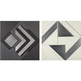 Malcolm Hughes - British White And Aluminium; Black, Grey And Aluminium