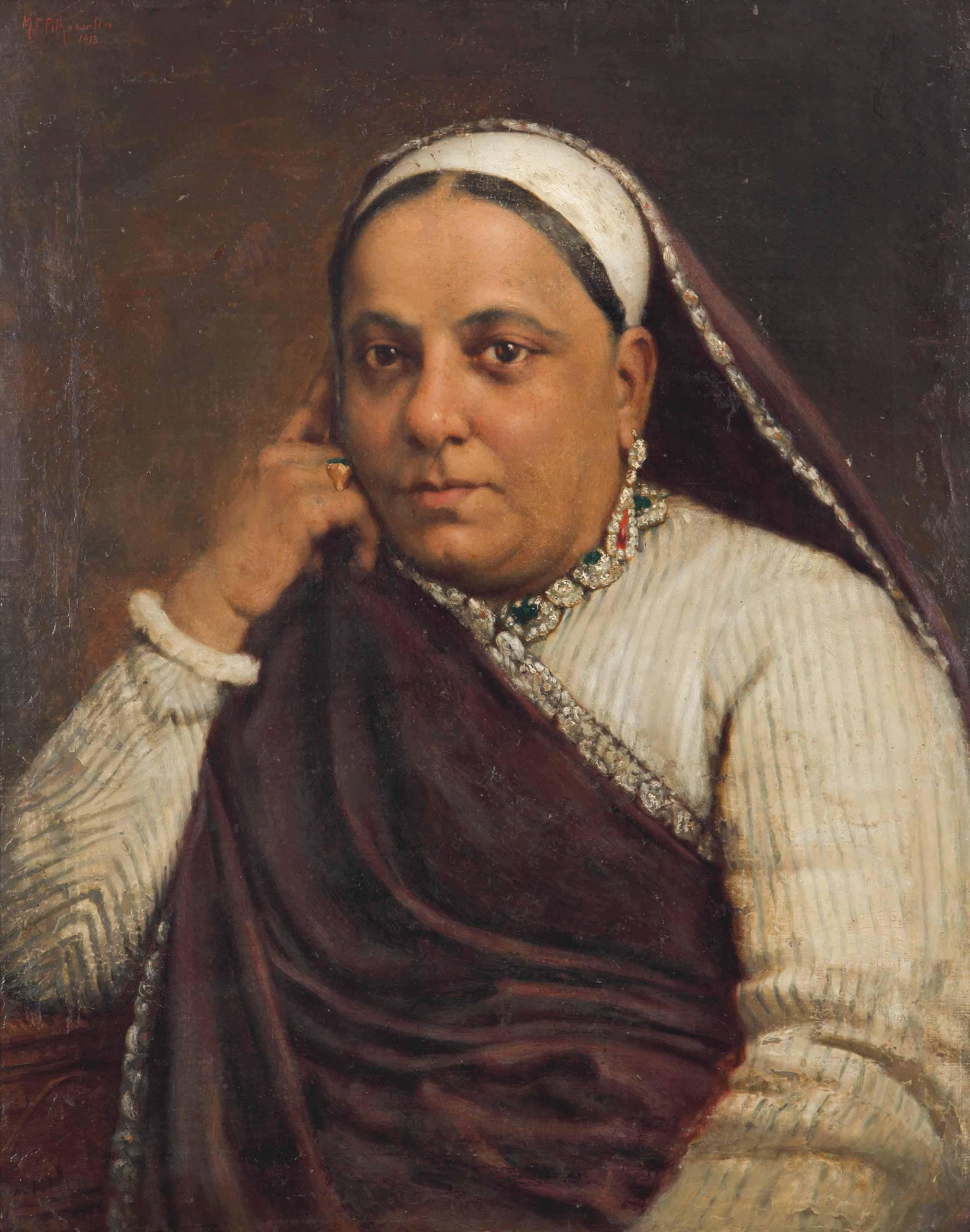 Manchershaw Fakirjee Pithawalla - Untitled (Portrait Of A Parsi Lady)
