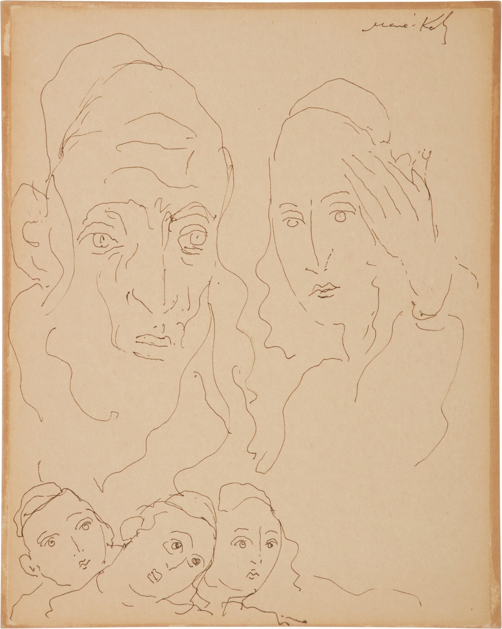 Mané-Katz - Family & Portrait (A Double-Sided Work)