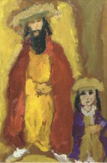Mané-Katz - Rabbi and child