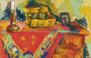 Mané-Katz - The Tablesigned And Dated 26, Oil On Cardboard Laid On Board