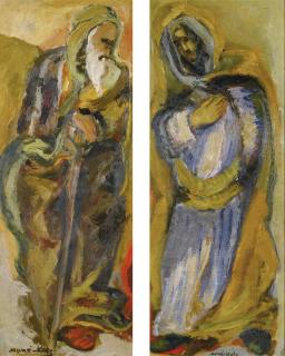 Mané-Katz - Two Walking Figures: Two Works