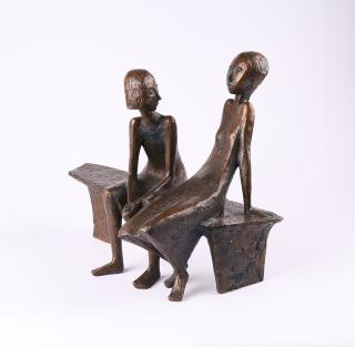 Manfred Welzel - Zwei Mädchen auf einer Bank.