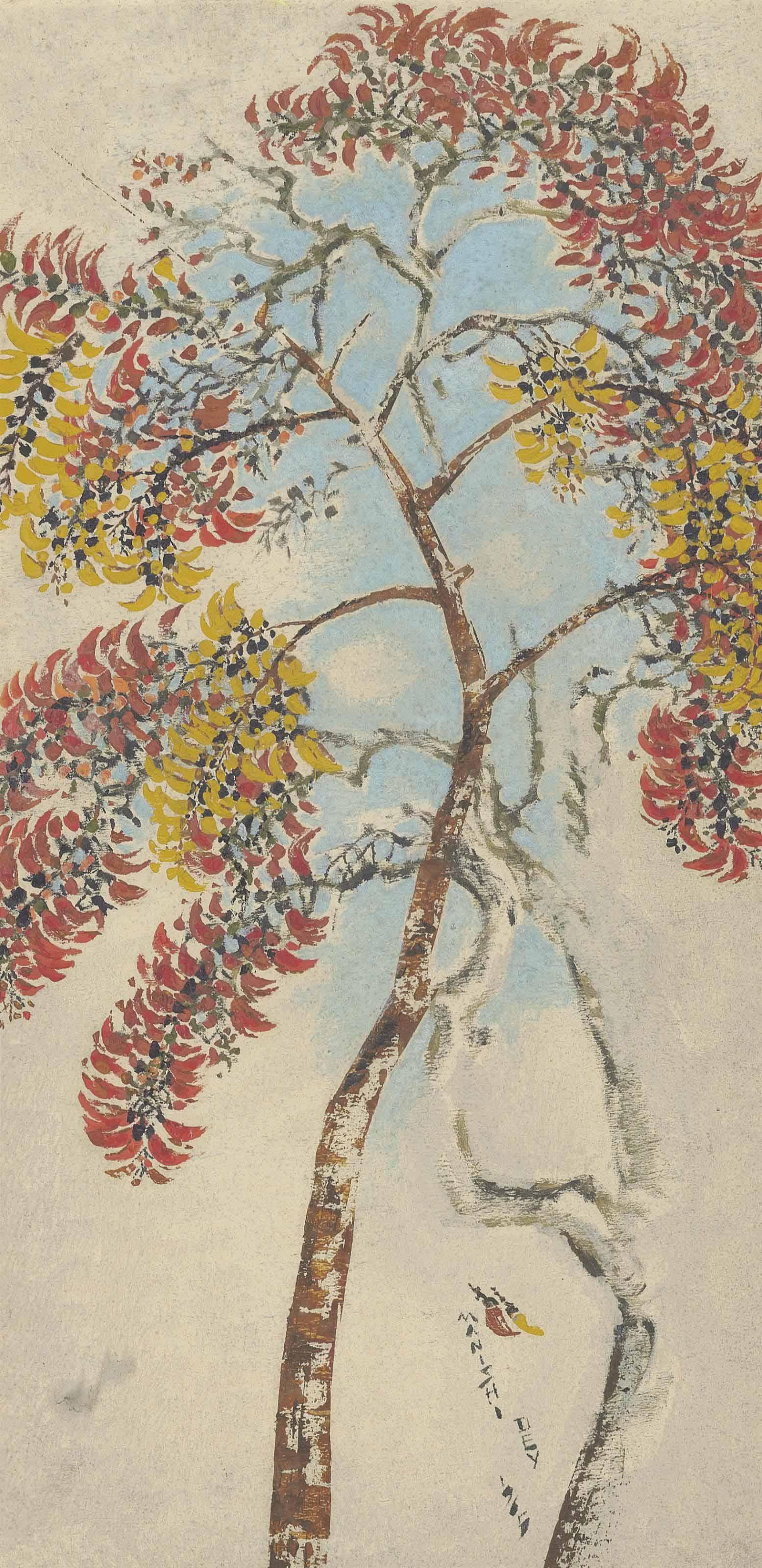 Manishi Dey - Untitled (Flowering Palash Tree)