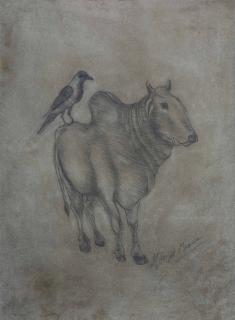Manjit Bawa - Untitled (Cow and Crow)