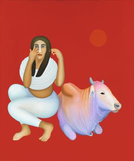 Manjit Bawa - Untitled (Figure With Bull)