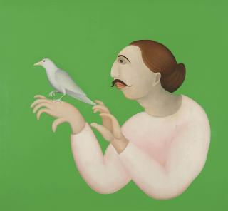 Manjit Bawa - Untitled (Man with Bird)