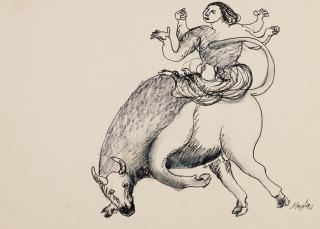 Manjit Bawa - Untitled (Shiva on Nandi)