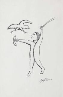 Manjit Bawa - Untitled (Warrior and Bird)