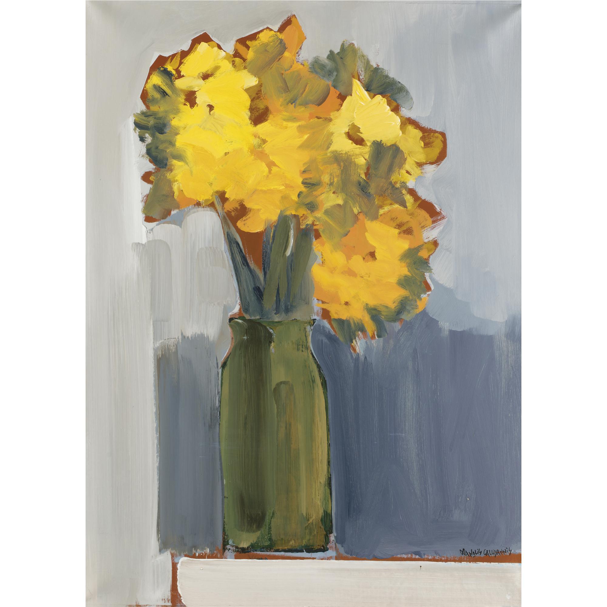 Manolis Calliyannis - Greek Still Life Of Daffodils
