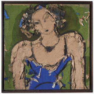 Manolo Valdés - Claudette sobre fondo verde