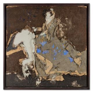 Manolo Valdés - Dama a caballo sobre fondo marrón