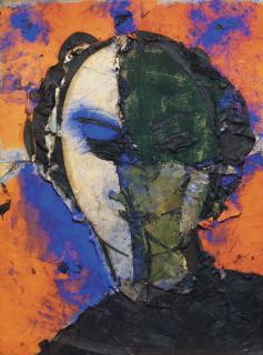 Manolo Valdés - Retrato Con Fondo Naranja