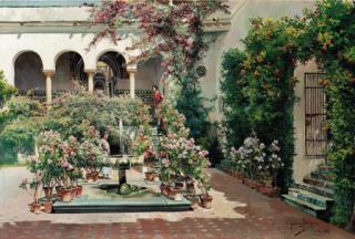 Manuel Garcia Y Rodriguez - A Courtyard in Seville