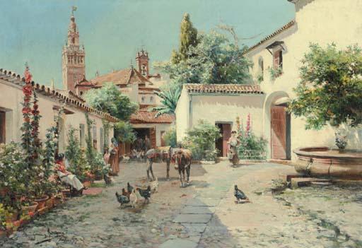Manuel Garcia Y Rodriguez - A Spanish Courtyard