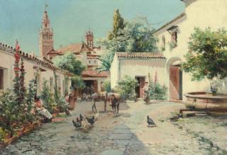 Manuel Garcia Y Rodriguez - A Spanish Courtyard