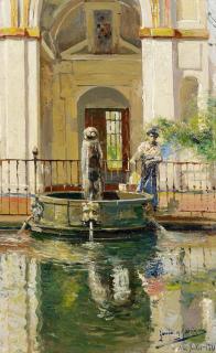 Manuel Garcia y Rodriguez - An einem Brunnen in Sevilla. Studie