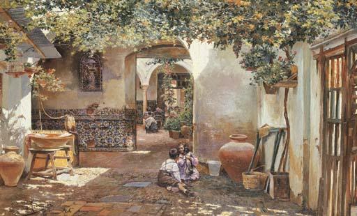 Manuel Garcia Y Rodriguez - Patio con Niños