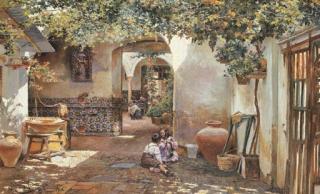 Manuel Garcia Y Rodriguez - Patio con Niños