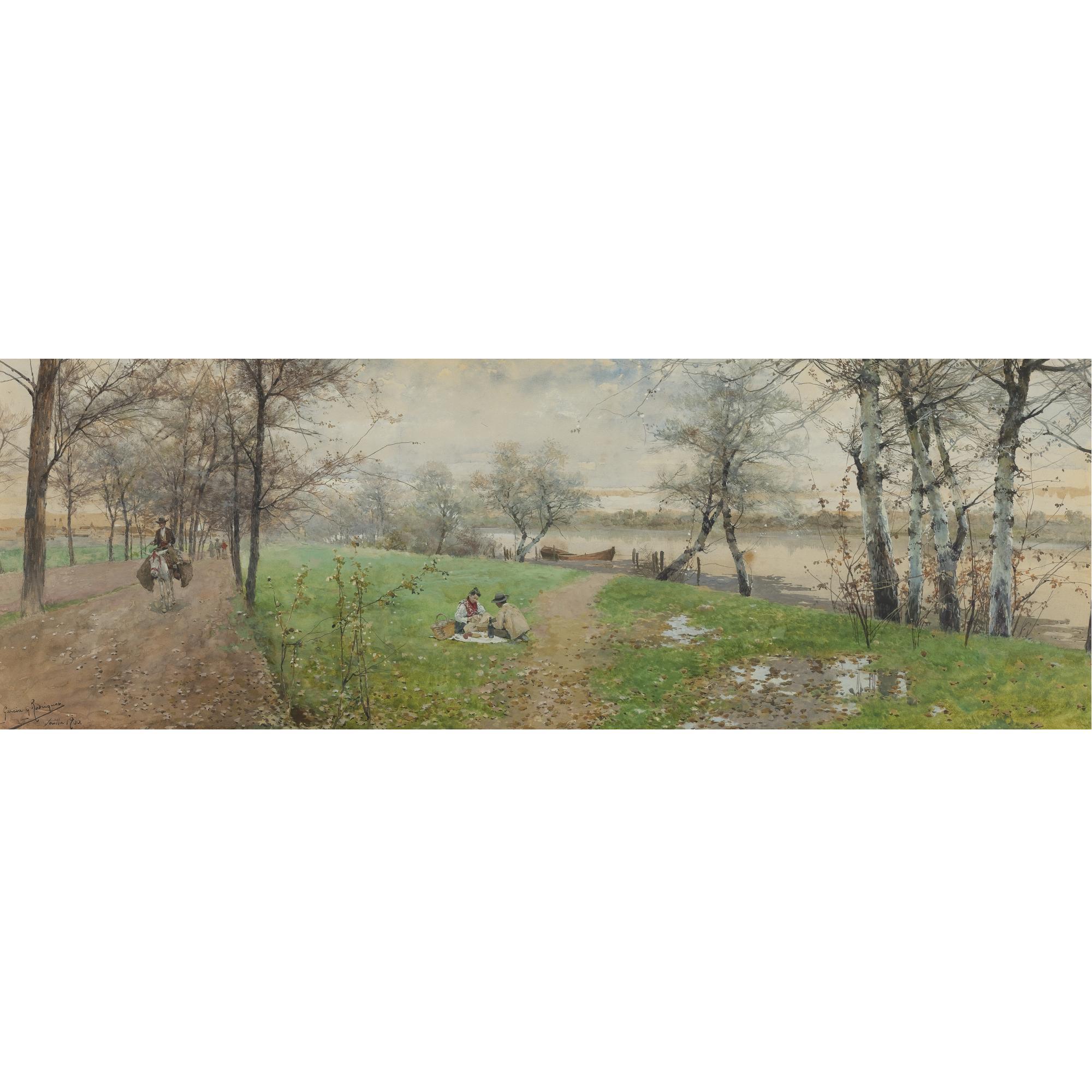 Manuel García y Rodríguez - Spanish An Afternoon By The River, Seville