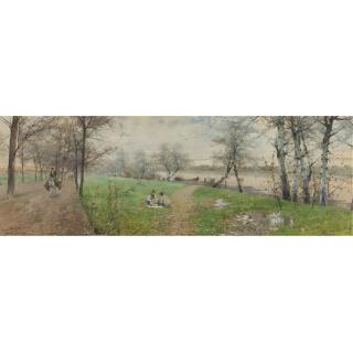 Manuel García y Rodríguez - Spanish An Afternoon By The River, Seville