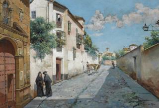 Manuel García Y Rodríguez - Spanish calle En Granada (In The Street, Granada)
