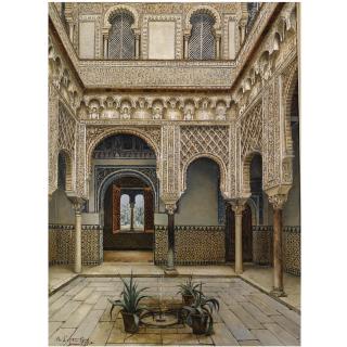 Manuel López Cantero - Spanish Patio Del Alcazar De Sevilla