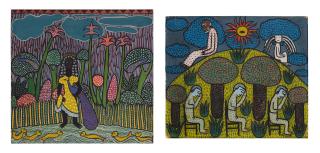 Manuel Mendive - Left: Youro (Oshun, Diosa Del Amor) & Right: Sin Título [Two Works]