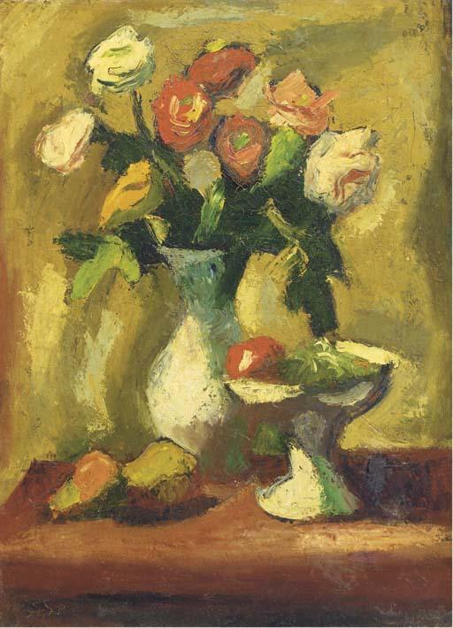 Manuel Ortiz de Zarate - Flowers And Fruit On A Table