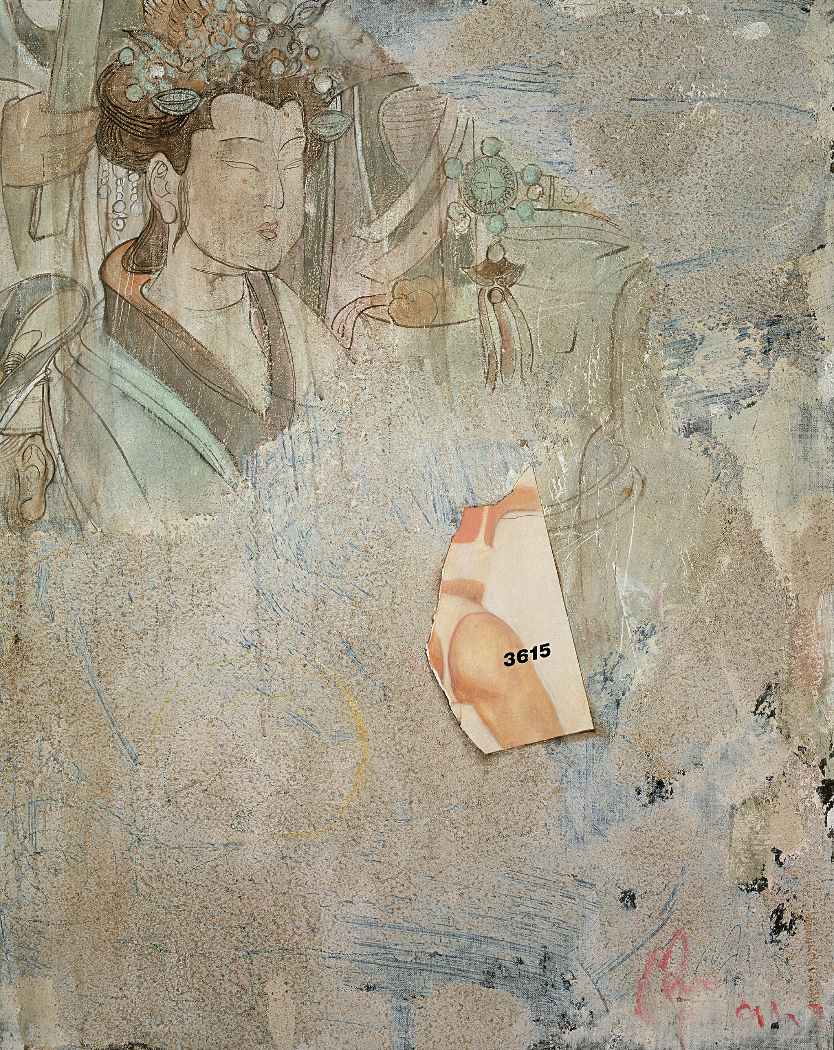 Mao Lizi - Vandalized Mural, Dunhuang