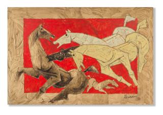 Maqbool Fida Husain - Untitled (Five Horses)