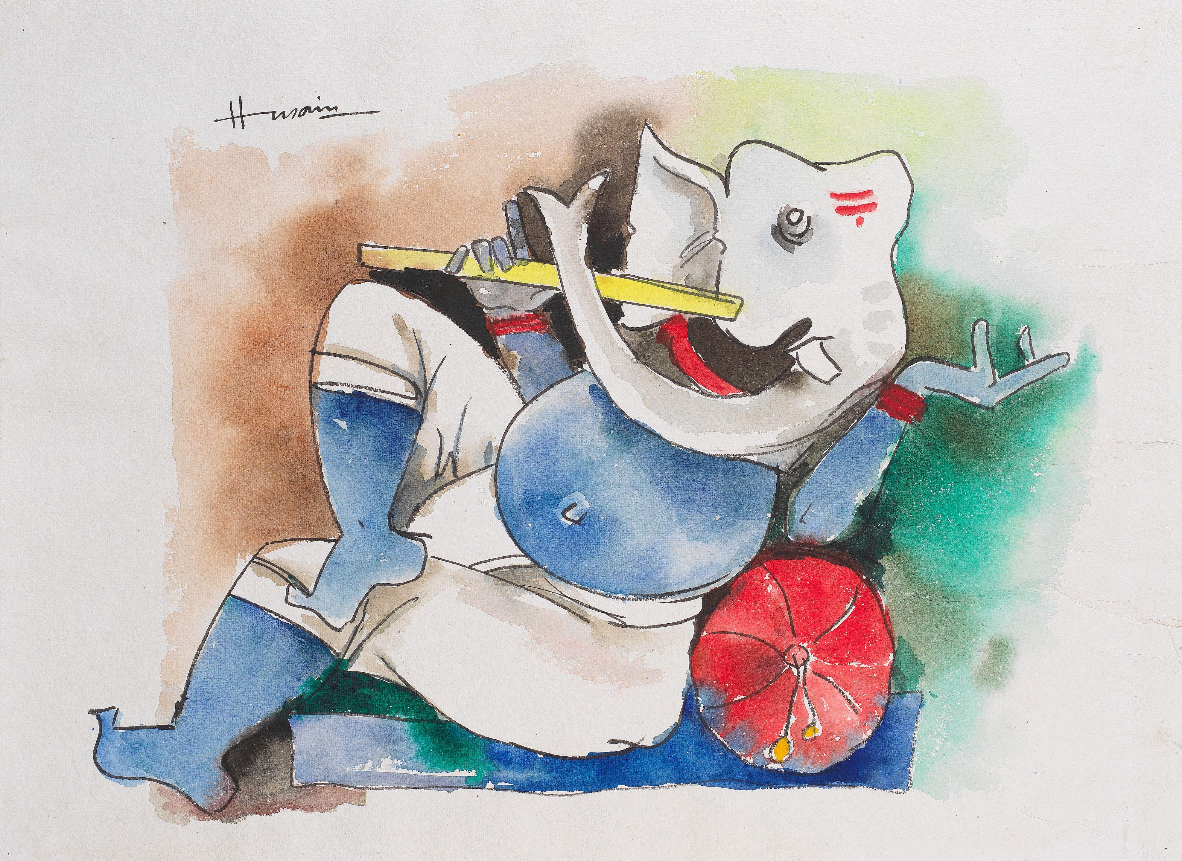 Maqbool Fida Husain - Untitled (Ganesh)