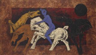 Maqbool Fida Husain - Untitled (Horses And Rider)