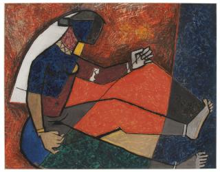 Maqbool Fida Husain - Untitled (Lady Weaving)