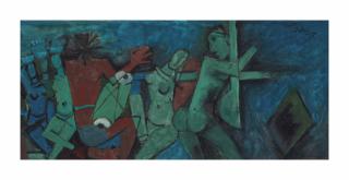 Maqbool Fida Husain - Untitled (Musicians and Dancers)