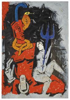 Maqbool Fida Husain - Untitled (Shiva And Parvati)