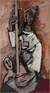 Maqbool Fida Husain - Untitled (Woman with Instrument)