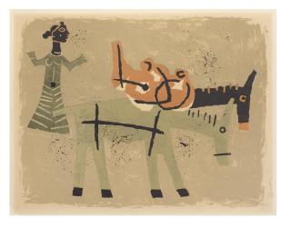 Maqbool Fida Husain - Untitled (Woman with Two Donkeys)