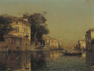 Marc Aldine - A Venetian Canal Scene