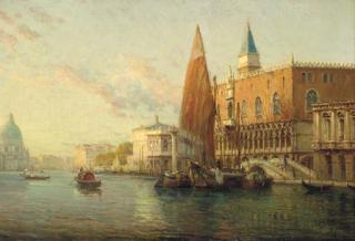 Marc Aldine - The Doge\'s Palace and the Bacino di San Marco; Venice