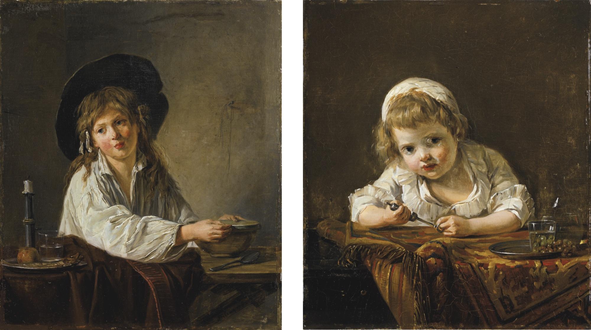 Marc Antoine Bilcoq - Portrait D\'Un Jeune Garçon Portrait D\'Une Petite Fille