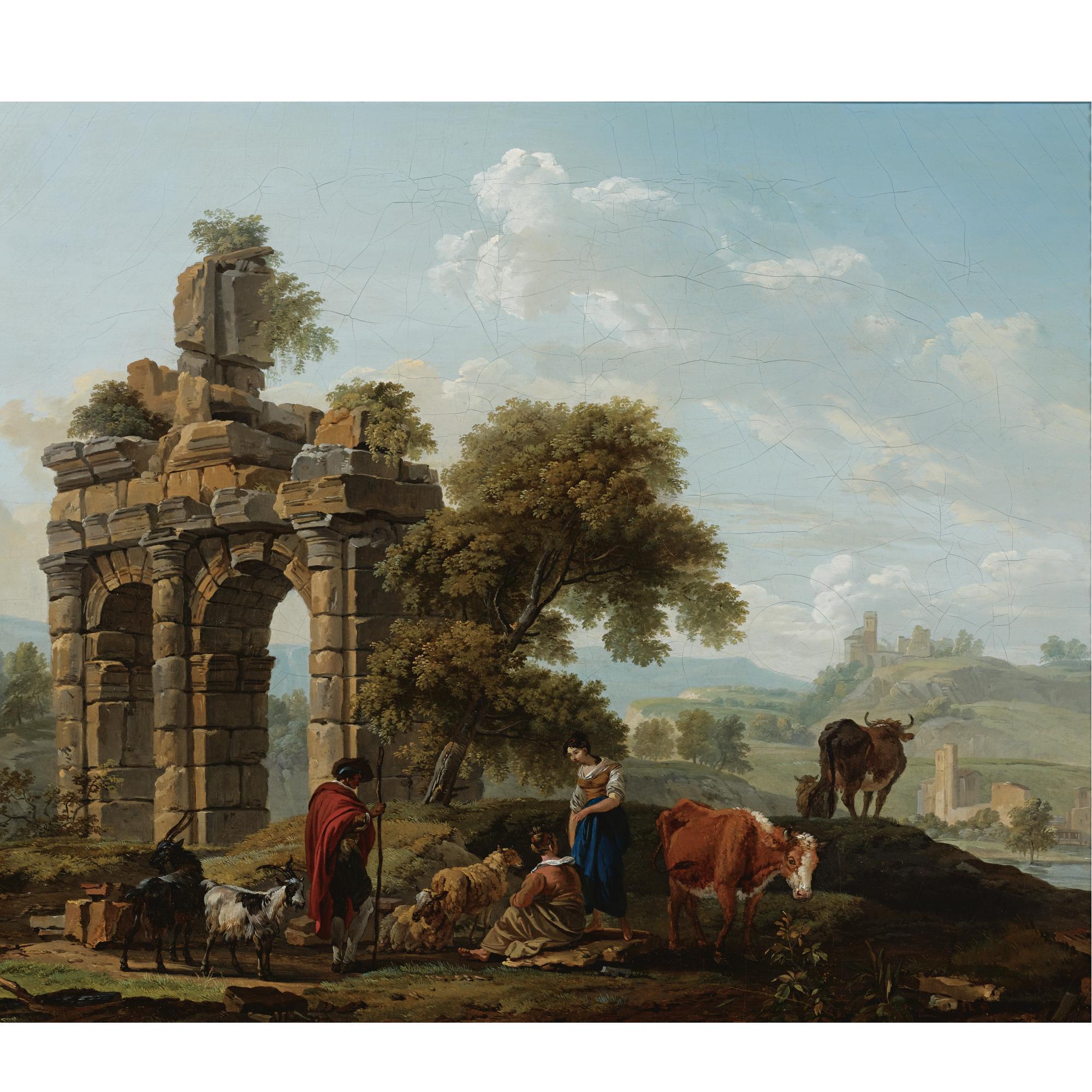 Marc-Antoine-Michel-Hamon Duplessis - Herders Resting Before Ruins