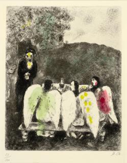Marc Chagall - Abraham et les trois anges (Abraham and three angels), from La Bible