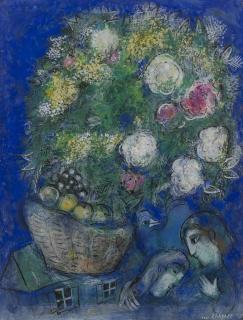 Marc Chagall - Amoureux au bouquet de fleurs ou Les Amoureux aux fleurs