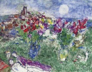Marc Chagall - Amoureux et fleurs à Saint-Paul-de-Vence